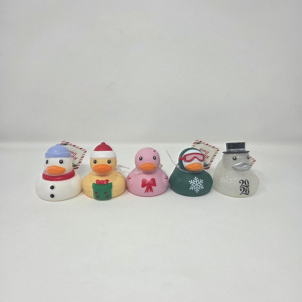 Christmas/Winter Rubber Ducks Set of 5 Snowman, Present, Peppermint, Ski Goggles
